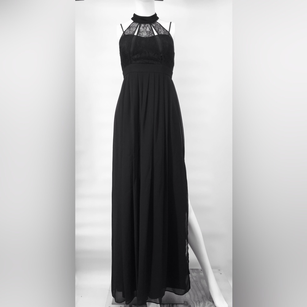 BCBGeneration Lace Cutout Bust Formal Maxi Dress
